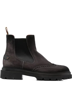 santoni Ruskindsstøvler med brogue-detalje