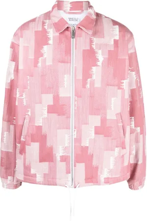 MARCELO BURLON Skjortejakke med hætte og geometrisk tryk