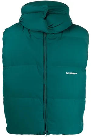 OFF-WHITE Polstret vest med hætte og logotryk