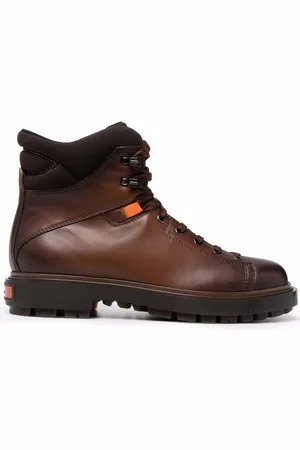 santoni Mountain-støvler med snøre og slitageeffekt