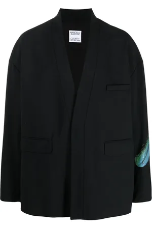 MARCELO BURLON Kimono-inspireret blazer med fjertryk