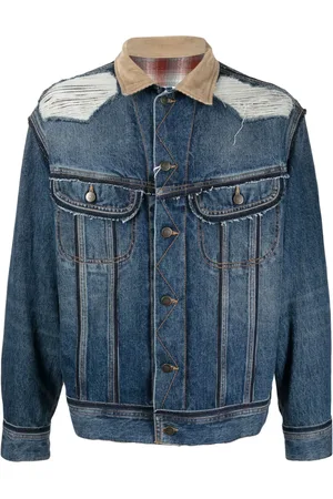 Maison Margiela X Pendleton denimjakke med slitageeffekt