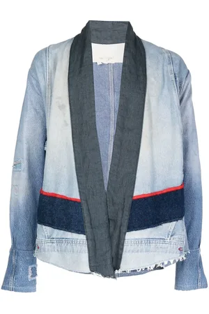 GREG LAUREN Denimjakke med patchwork-stil