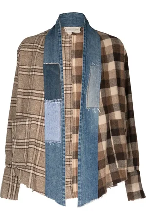 GREG LAUREN Jakke med patchwork og åben front