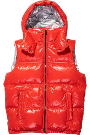 Purple Brand Polstret vest med hætte og logotryk