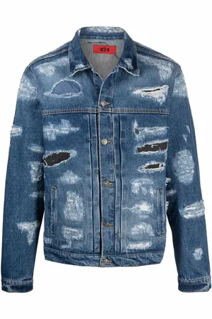 424 FAIRFAX Denimjakke med slitageeffekt
