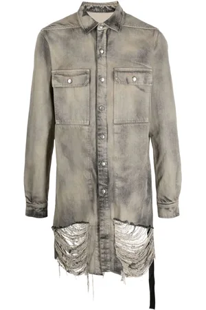 Rick Owens Denimjakke med slitageeffekt