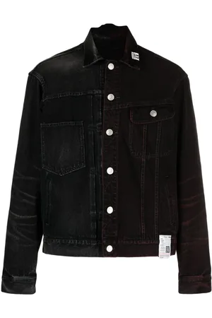 Maison Mihara Yasuhiro Denimjakke med patchwork og batiktryk