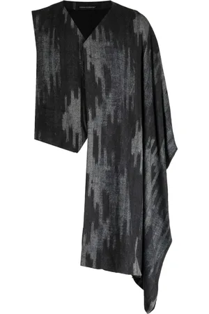 YOHJI YAMAMOTO Tekstureret asymmetrisk vest med grafisk tryk