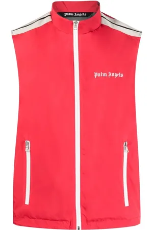 Palm Angels Vest med logotryk og stribet kant og lynlås