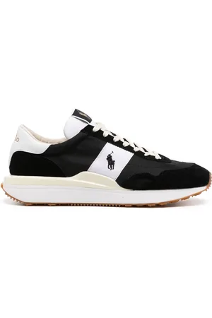 Ralph Lauren Sneakers med læderpaneler og broderet logo