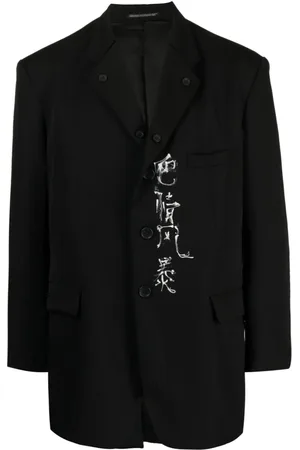YOHJI YAMAMOTO Enkeltradet blazer med slogantryk