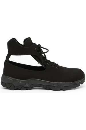 YOHJI YAMAMOTO High-top sneakers i lærred med udskæringsdetalje
