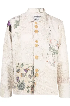 BY WALID Skjortejakke med broderi og patchwork