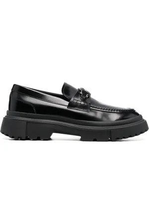Hogan Læderloafers med logoplade