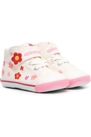 Miki House Sneakers med blomstret broderi og burrelukning