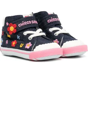 Miki House Sneakers i denim med blomsterbroderi