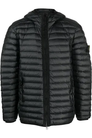 Stone Island Polstret jakke med hætte og kompasmærke