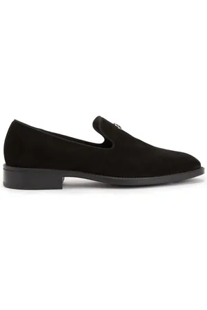 Giuseppe Zanotti Imrham loafers i ruskind med logoplade