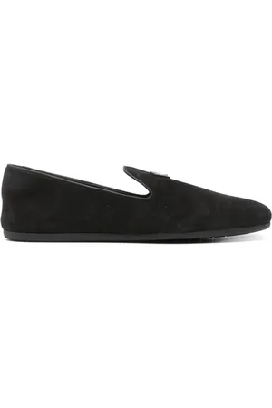 Prada Loafers i ruskind med trekantet logo