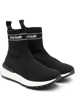 Balmain High-top sneakers med logo-intarsia og mesh