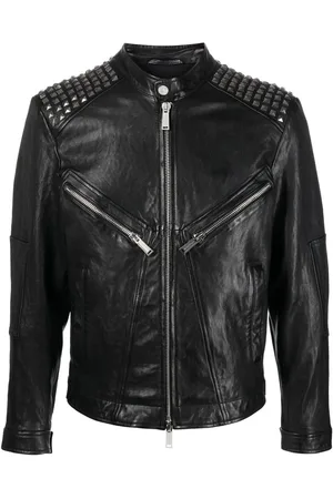 Dsquared2 Bikerjakke i læder med nitter