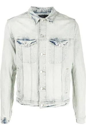 Purple Brand Denimjakke med monogram-detalje og lynlås