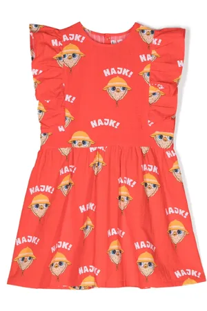 Mini Rodini Kort kjole med Hajk! -tryk