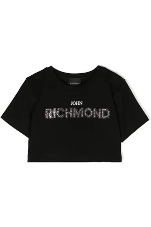 John Richmond Cropped T-shirt med rhinsten-logo