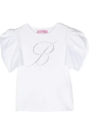 MISS BLUMARINE T-shirt med pufærmer og logoudsmykning