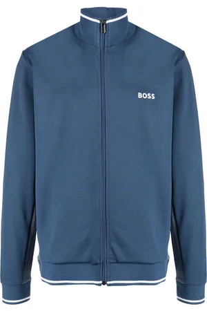 HUGO BOSS Jakke med logobroderi og lynlås