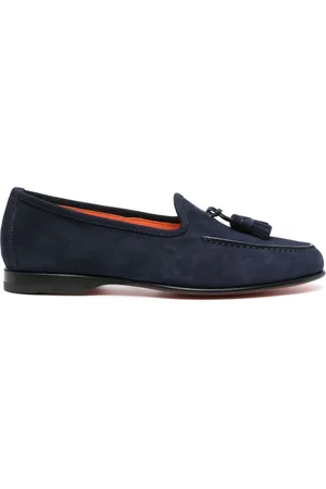 santoni Loafers i ruskind med kvastdetalje