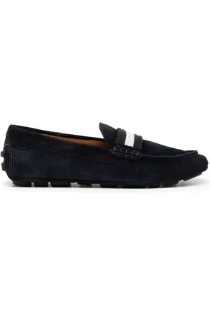 Bally Loafers i ruskind med stribet kant
