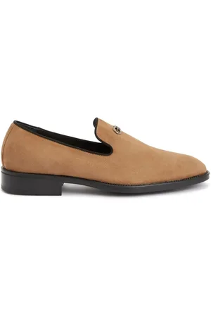 Giuseppe Zanotti Imrham loafers i ruskind med logoplade