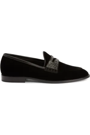 Giuseppe Zanotti Ermy loafers i velour med rhinsten-detalje