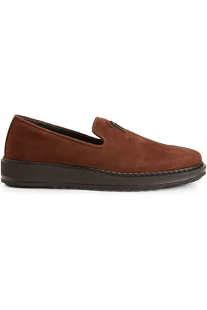 Giuseppe Zanotti Klaus loafers i ruskind med logoplade