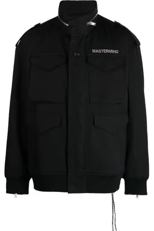 MASTERMIND JAPAN Jakke i denim med logotryk og lynlåsdetalje