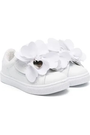MONNALISA Sneakers i læder med blomsterapplikation