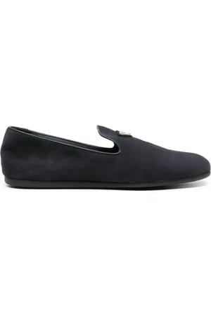 Prada Loafers i ruskind med trekantet logo