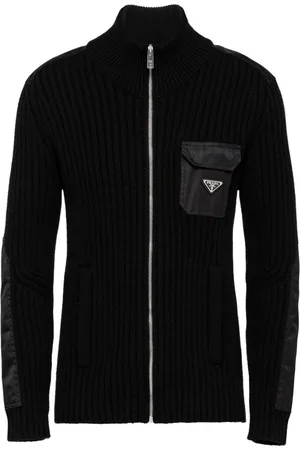 Prada Cardigan i kashmir med trekantet logo
