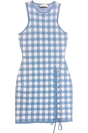 FLEUR DU MAL Kort kjole i strækbar strik med houndstooth-mønster