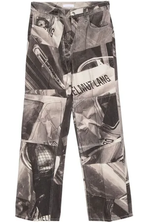 Helmut Lang Jeans med lige ben, mellemhøj talje og biltryk