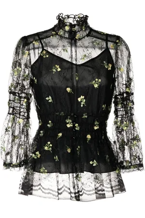 Anna Sui Bluse med blomsterbroderi