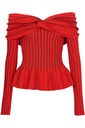 Balmain Top med off-shoulder-snit og knude