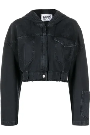 Moschino Cropped denimjakke med hætte
