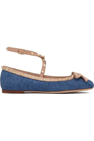 VALENTINO GARAVANI Rockstud ballerinaer i denim