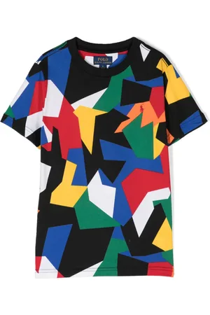 Ralph Lauren T-shirt med geometrisk tryk og pony-broderi