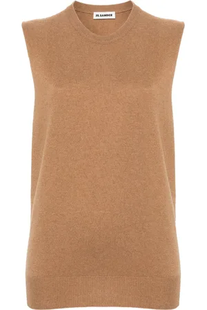 Jil Sander Strikket vest i kashmir med rund hals