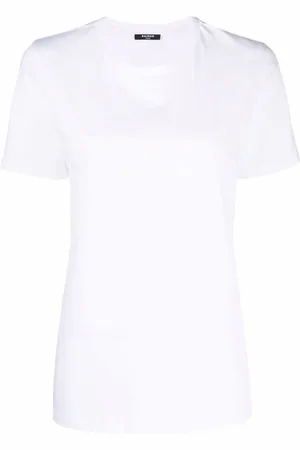 Balmain T-shirt med flocktekstur og logo