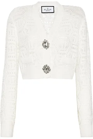 Philipp Plein Cardigan i hæklet strik med monogram